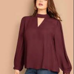 Burgundy V Neck Top